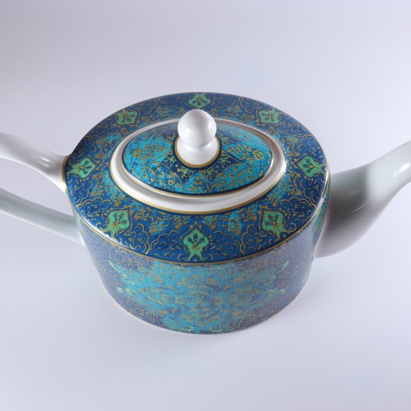 222 Fifth PTS International Eva Opulent Blue Teapot with Lid 4 Cup Fine China - Picture 3 of 6